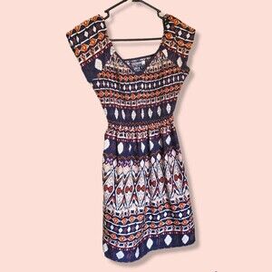 Earthbound Trading co Ruched Short Sleeve Tunic Dress Small